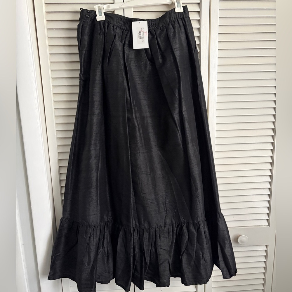 Women's Black Maxi Skirt with Ruffle Hem
